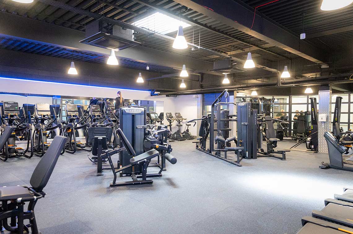 Gym area with weights machines